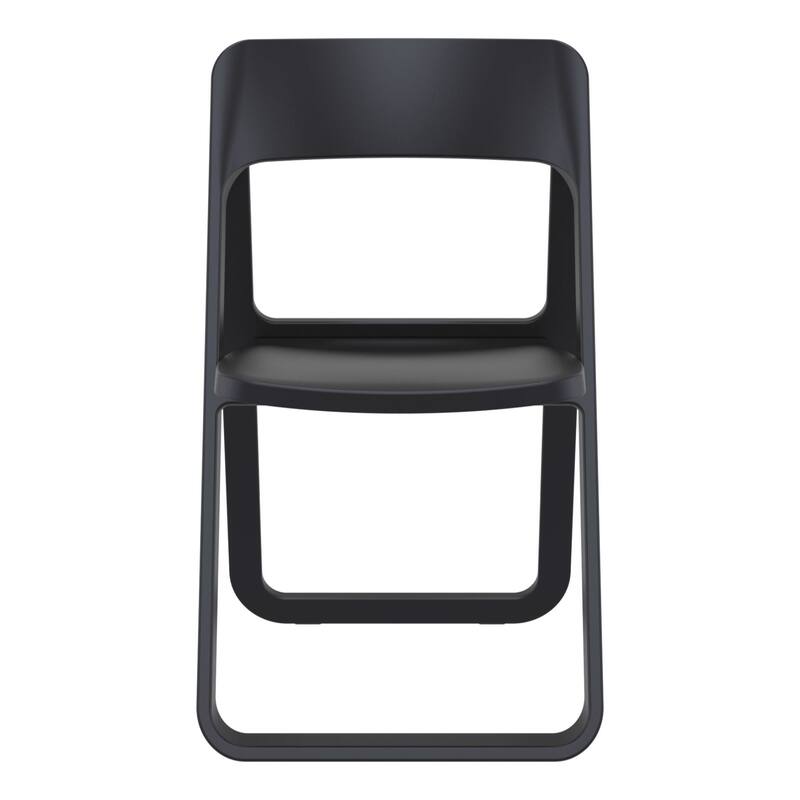 32.25" Black Solid Outdoor Resin Folding Chair