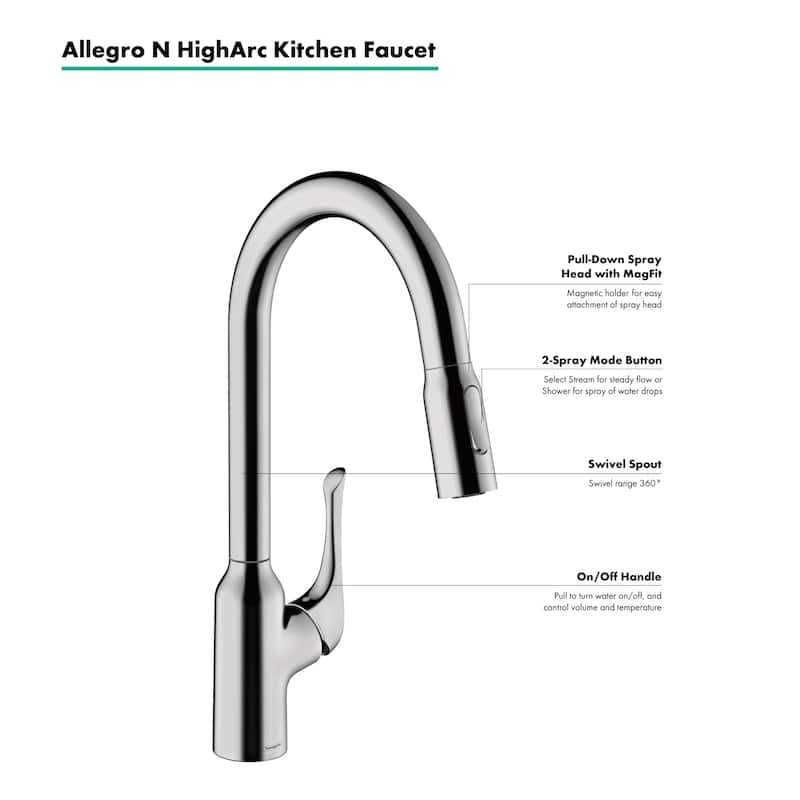 Hansgrohe Allegro N 1.75 GPM Pull-Down Kitchen Faucet HIghArc Spout