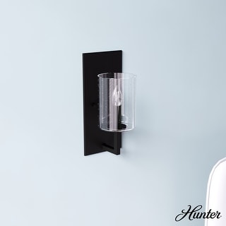 Hunter Kerrison Wall Sconce with Clear Seeded Glass - Contemporary, Industrial, Transitional, Candle - Damp Rated!