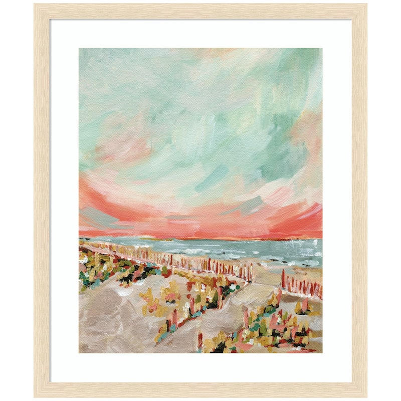Kate and Laurel Framed Art Landscape 03 Beach by Annie Quigley - 22x26 - Natural