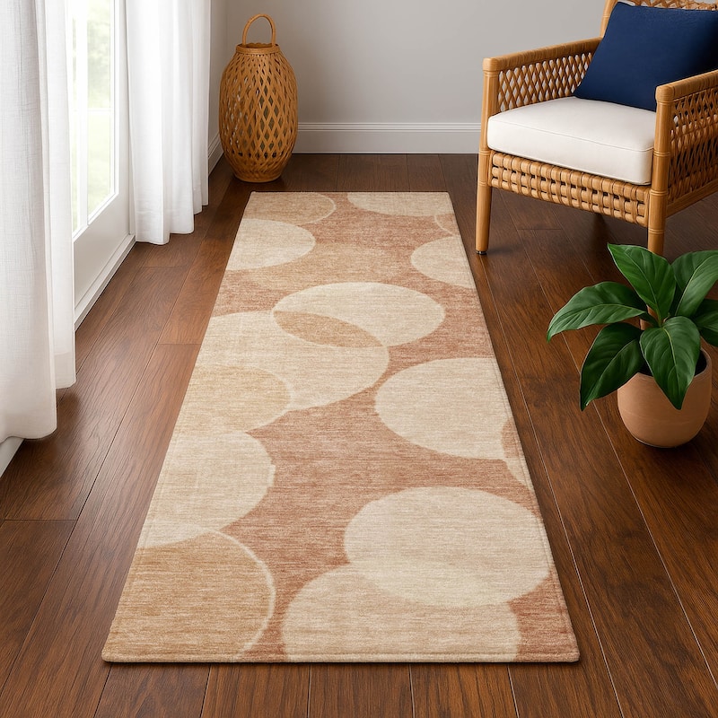 Premium Washable Super Soft Contemporary Bubbles Mayfield Rug - Coral - 2'3" x 7'6"