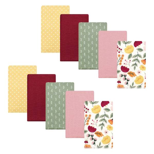 slide 1 of 1, Hudson Baby Infant Girl Cotton Flannel Burp Cloths, Fall Botanical, One Size - Fall Botanical - One Size One Size - Fall Botanical