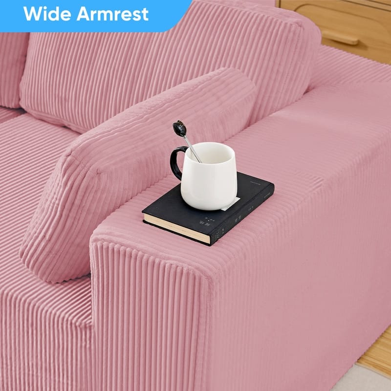 Mixoy 3-Pcs Free Combination Modular Sectional Sofas,Corduroy Compressed L-Shaped Sofa with Flexible Configuration - 3-Seater