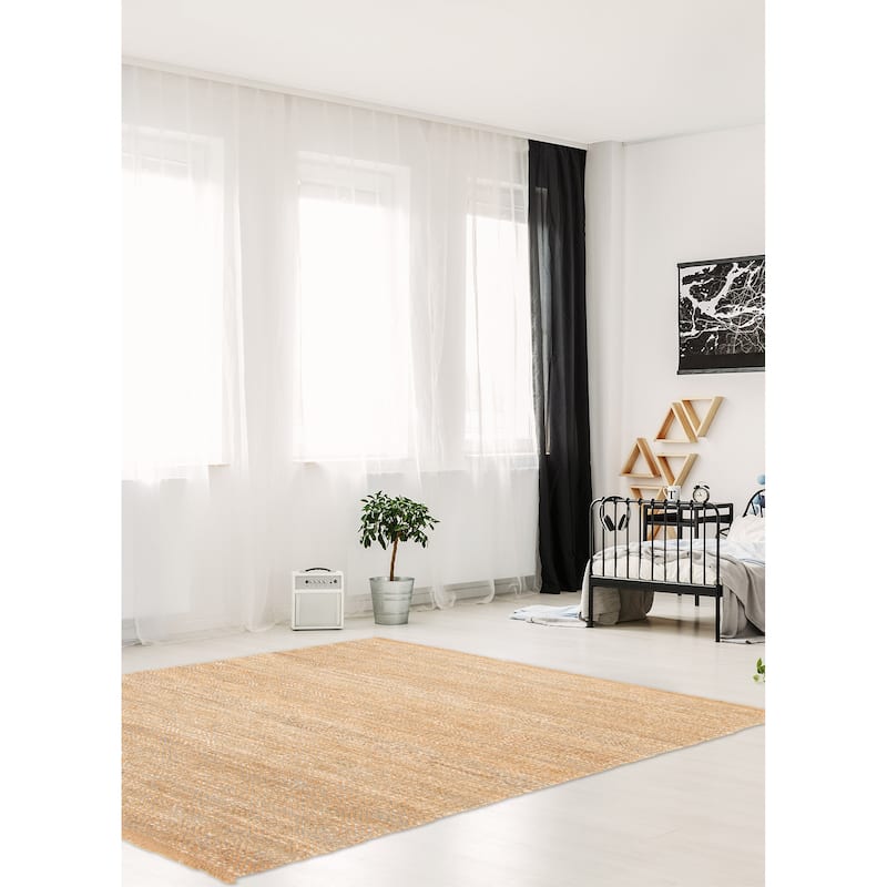 ECARPETGALLERY Flat-Weave Palas Denizli Brown Jute Kilim - 5'7 x 7'5