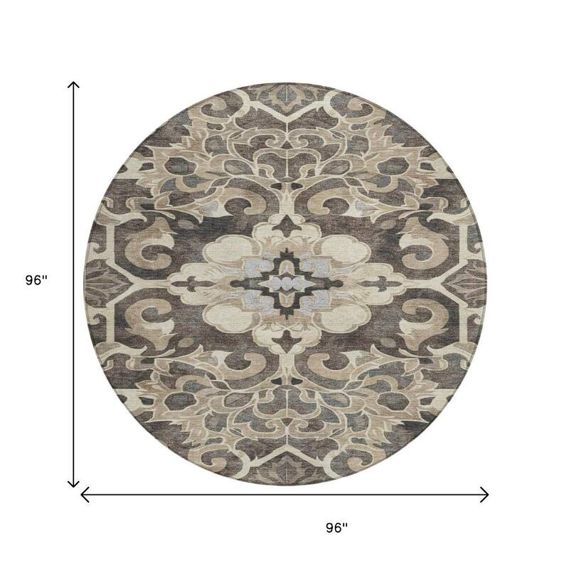 HomeRoots Damask Traditional Rectangle Outdoor Rug