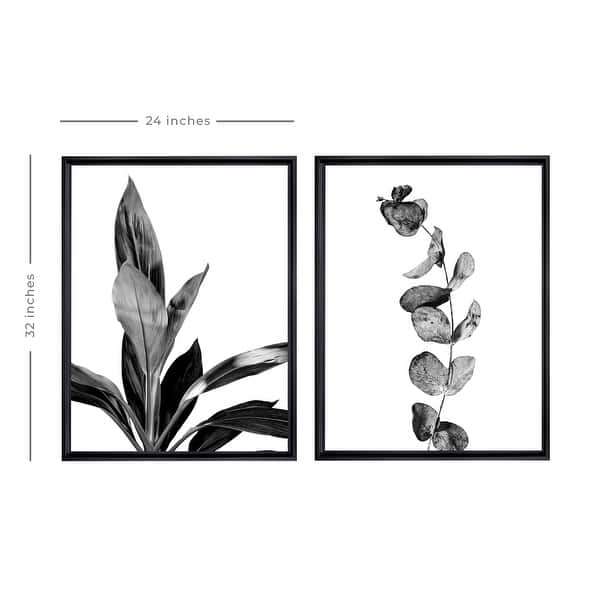 Stratton Home Decor Botanical Leaves Framed Canvas Wall Art - Black ...