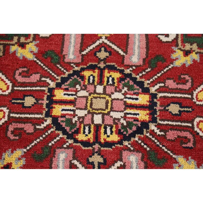 Light Blue Geometric Heriz Serapi Indian Area Rug Handmade Wool Carpet - 7'11"x 10'5"