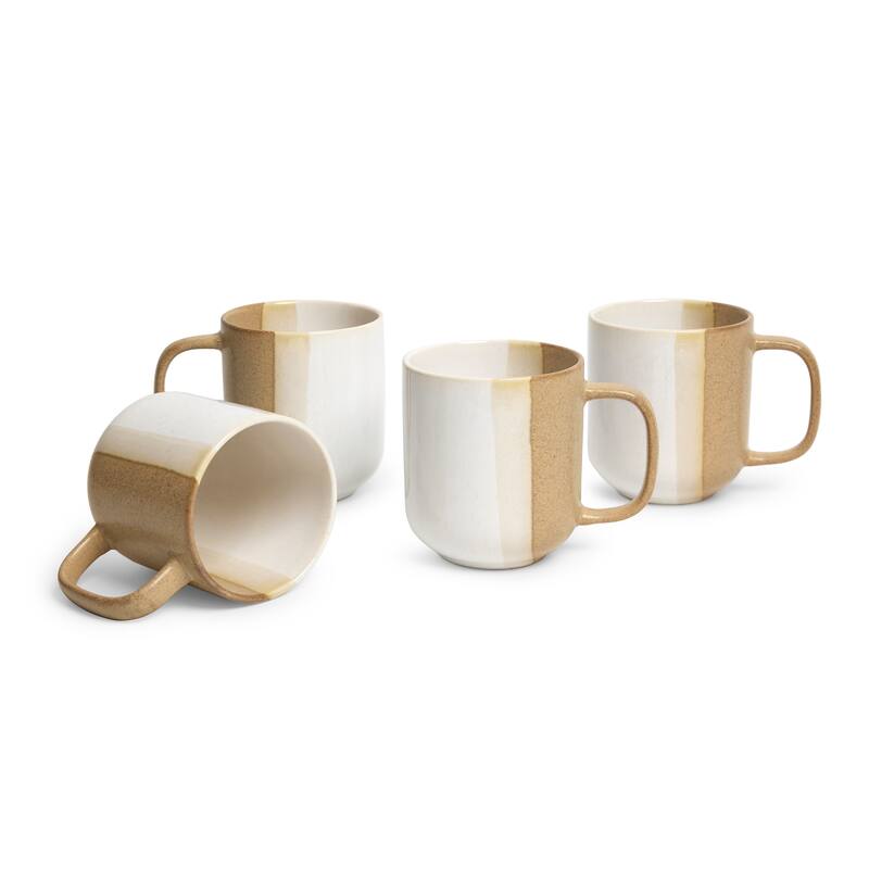 Sango Phoebe Caramel/White Coffee Mugs Set of 4, 15 oz Ceramic Cups - Caramel - 4 Piece