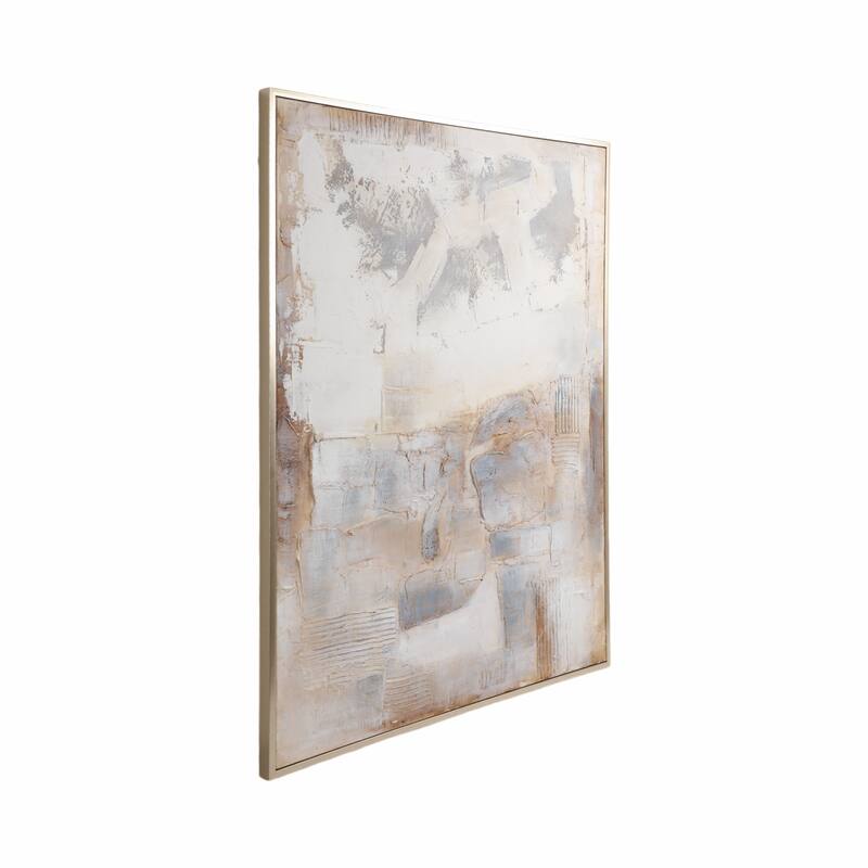 Canvas Art Wood Frame Textured Abstract Design Casual Home - 56" Tan