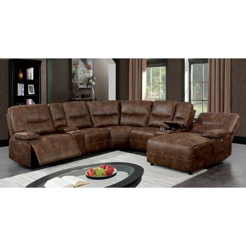 Furniture of America Hafforn Traditional Brown Recliner Sectional
