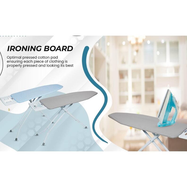 Steel Mesh Ironing Board with Solid Steam Iron Rest and Cotton Cover, 1650-18