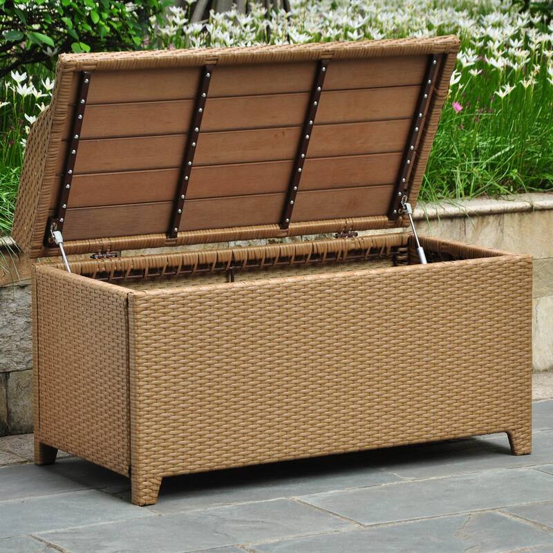 Barcelona Resin Wicker/Aluminum Outdoor Storage Bench