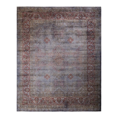 Overton Hand Knotted Wool Vintage Inspired Modern Contemporary Overdyed Gray Area Rug - 8' 2" x 10' 3"