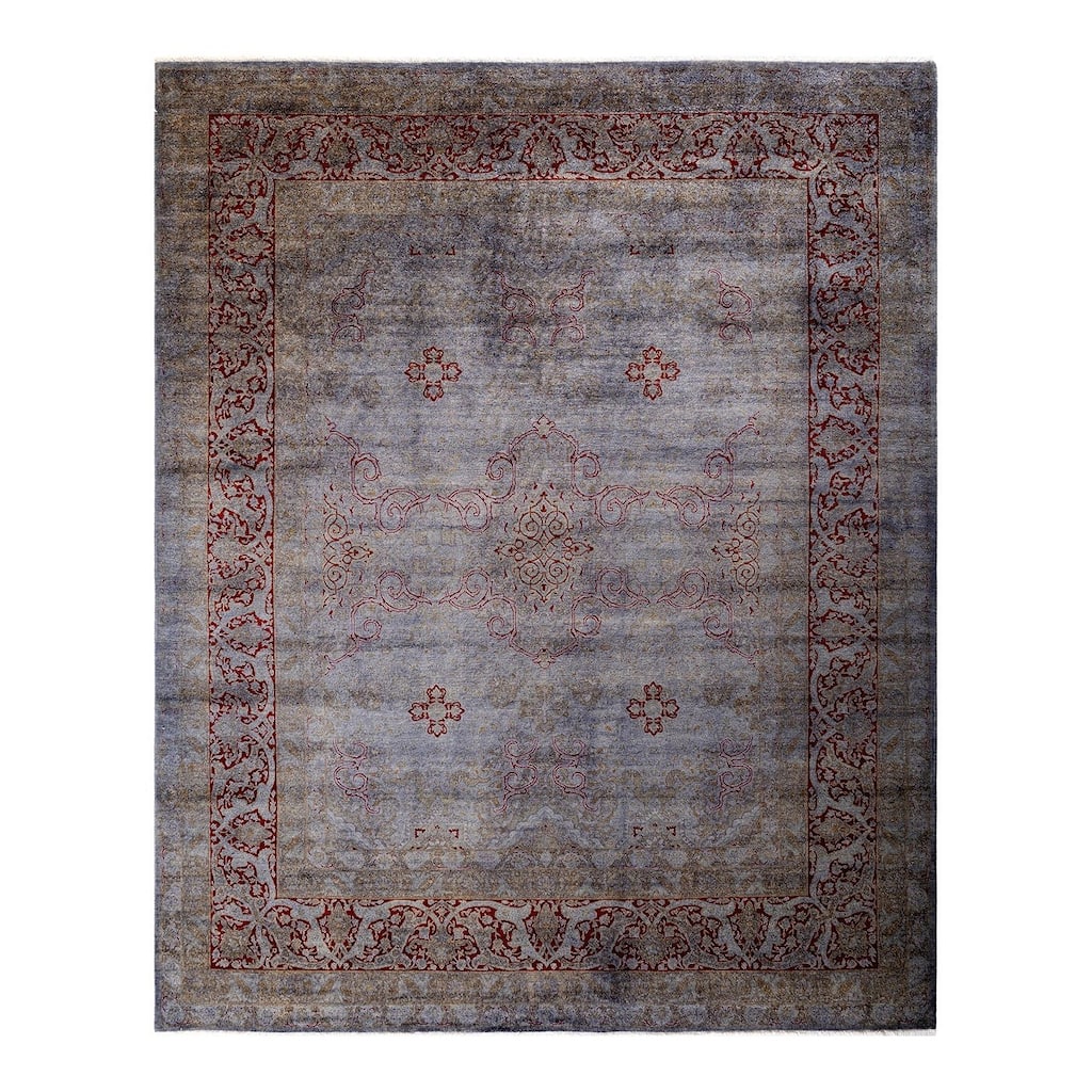 Overton Hand Knotted Wool Vintage Inspired Modern Contemporary Overdyed Gray Area Rug - 8' 2" x 10' 3"
