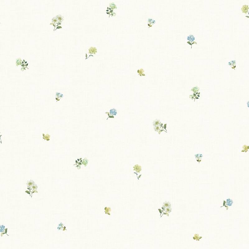 Bloom Toss Blue Floral Wallpaper - 20.5in x 396in x 0.025in