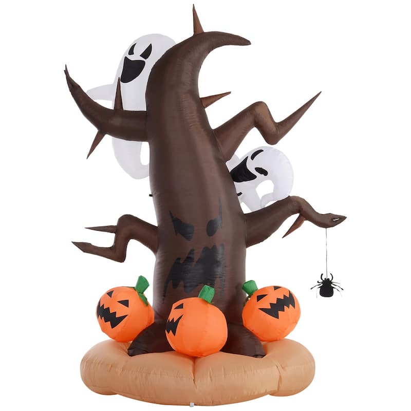 HOMCOM 8' Haunted Tree, Evil Jack-O'-Lantern, and Ghost Inflatable Halloween Decoration
