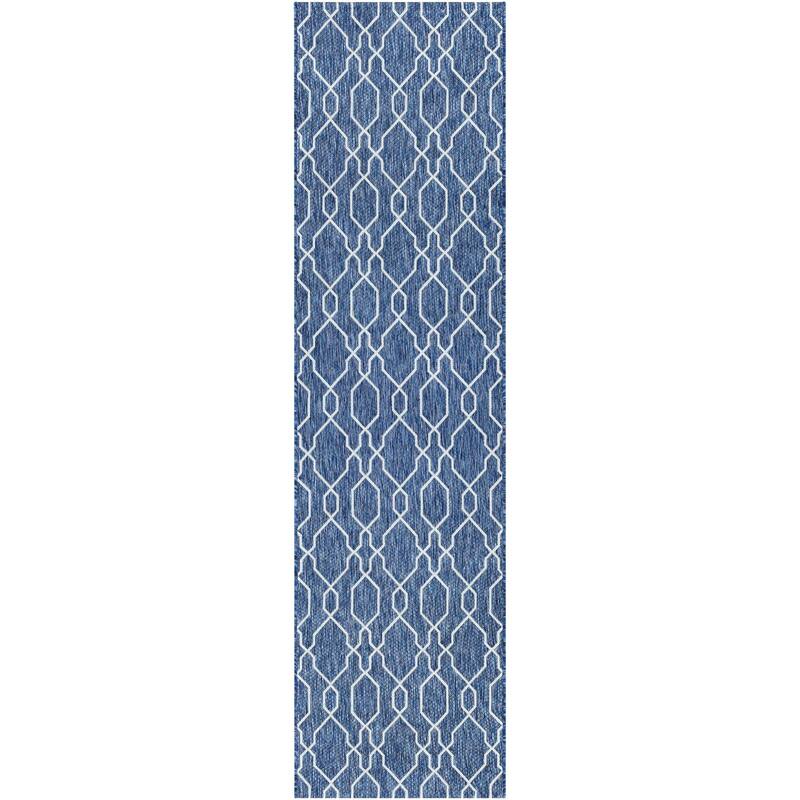 Livabliss Eagean Indoor/ Outdoor Trellis Area Rug - 2'7" x 12' - Blue