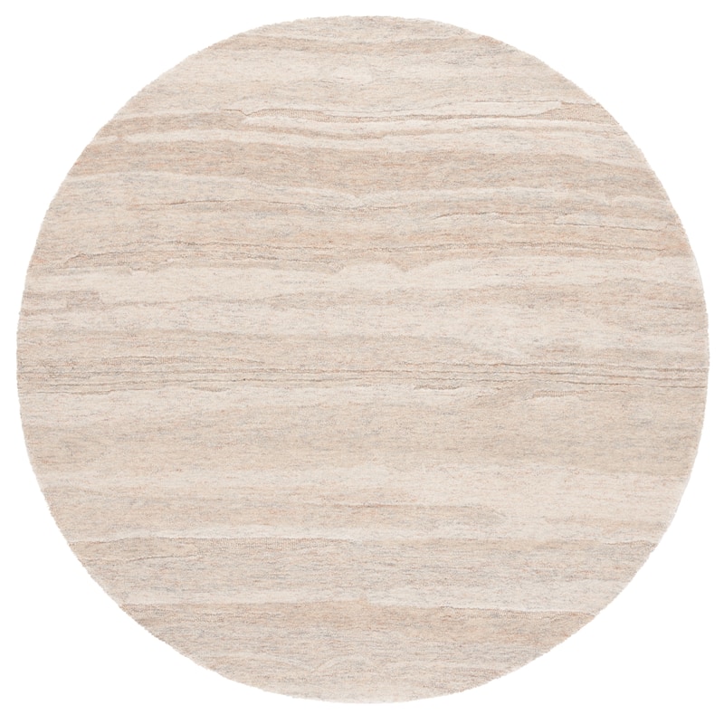 SAFAVIEH Handmade Ebony Barteldina Modern & Contemporary Wool Rug - 6' Round - Grey/Rust