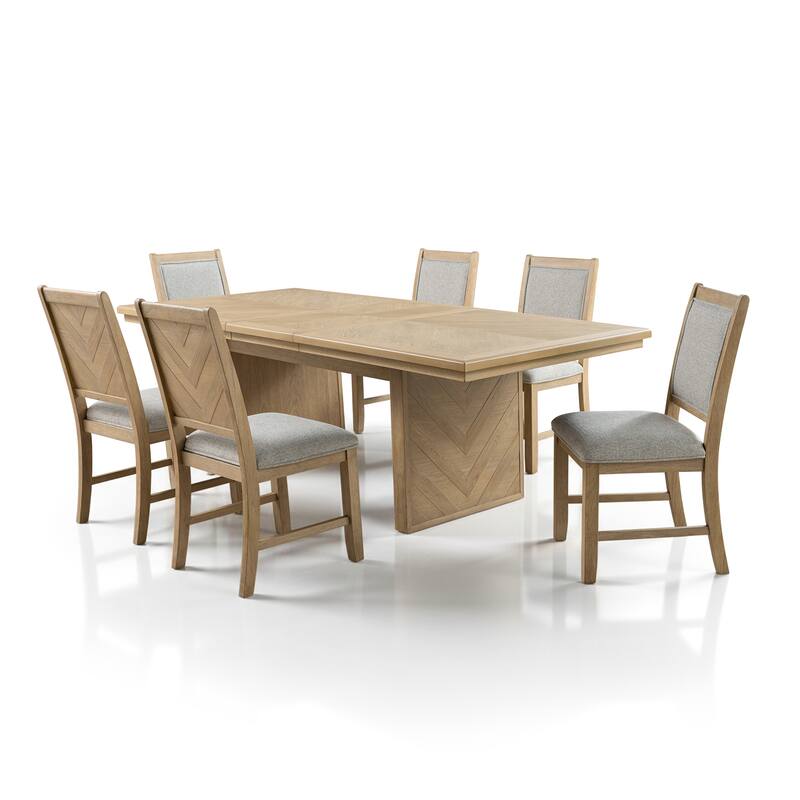 Furniture of America Virex Rustic 7-Piece Solid Wood Extendable Dining Table Set