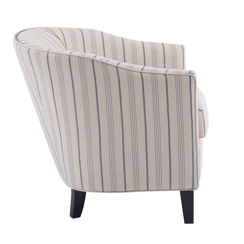 Upholstered Accent Chair, Mid-Century Modern Striped Chair with Wooden Legs, Comfy Lounge Armchair for Living Room