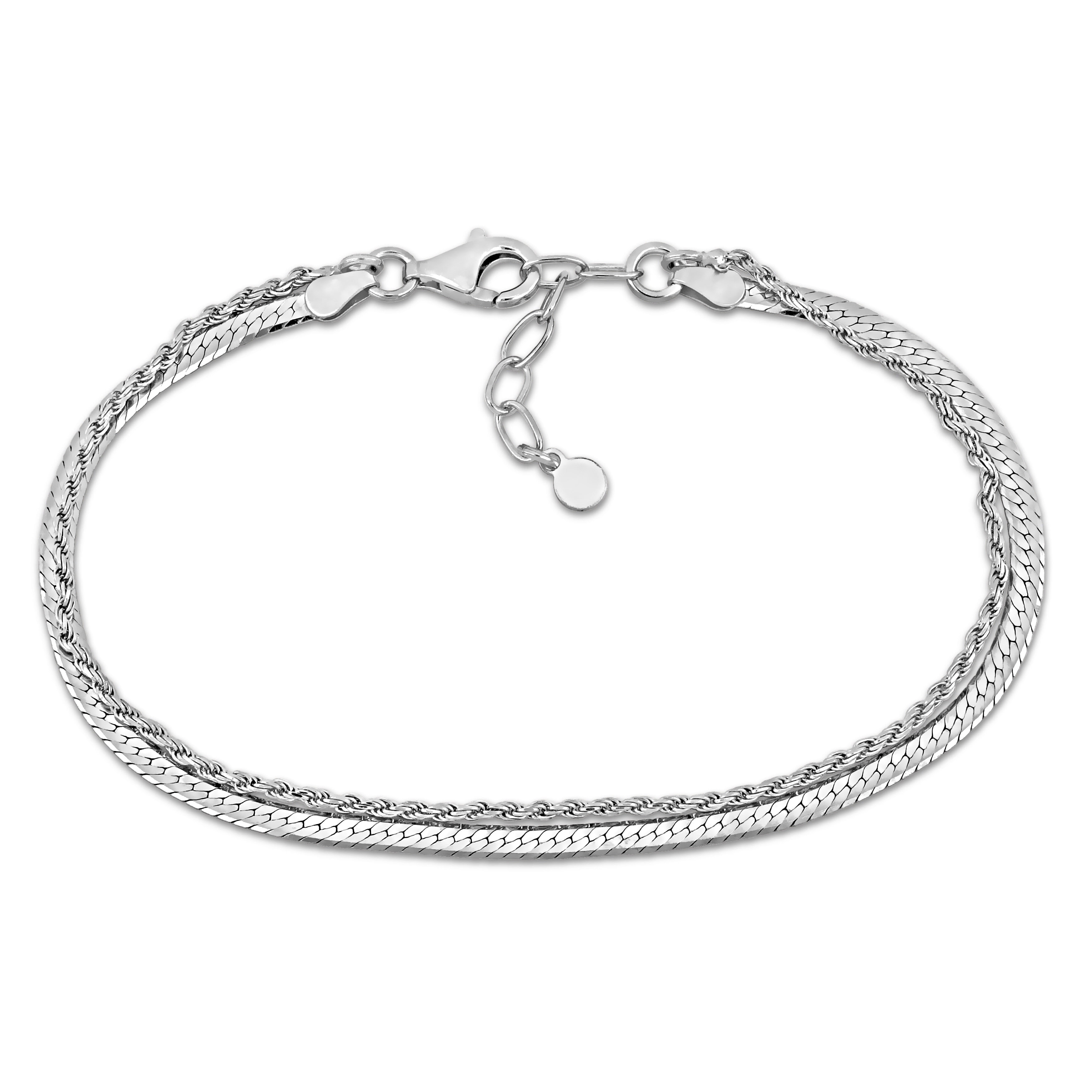 Miadora 4.5mm Double Strand Herringbone Rope Chain Bracelet Sterling Silver