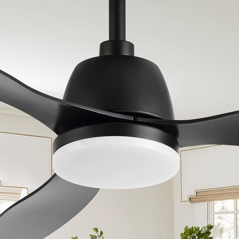 Aldrin 52" 1-Light Industrial Iron/Plastic Mobile-App/Remote-Controlled 6-Speed Propeller LED Ceiling Fan, by JONATHAN Y