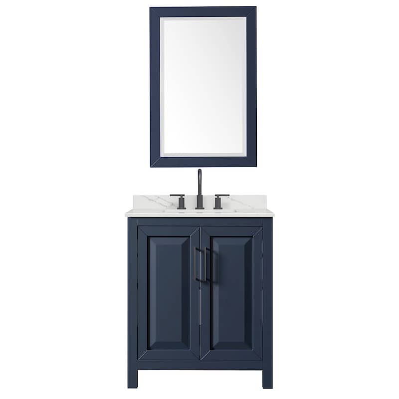 Daria 30-inch Single Vanity, 3 Hole Quartz Top, 24-inch Mirror