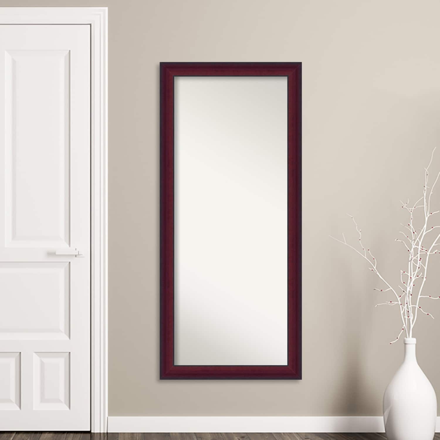 Canterbury Cherry Non-Beveled Wood Framed Full-Length Floor Leaner