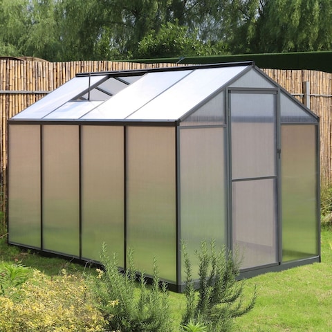 VEIKOUS Walk-In Garden Greenhouse Kit with Adjustable Roof Vent Grey