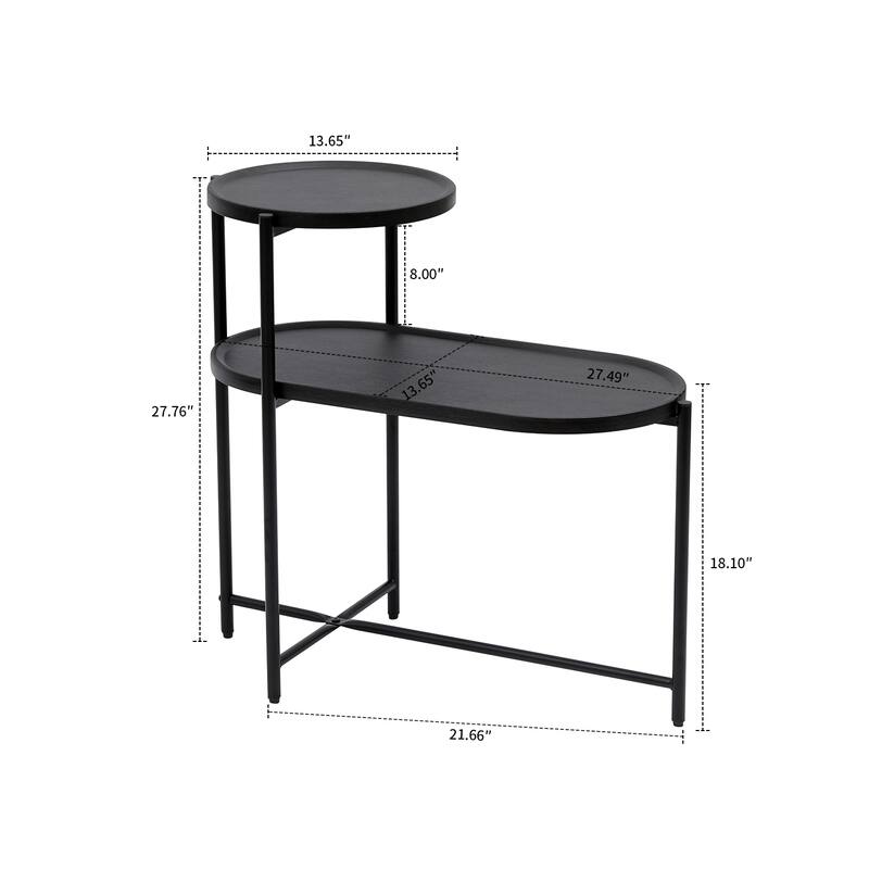 Minimalist Design Two-Tier End Table with Adjustable Foot Pads