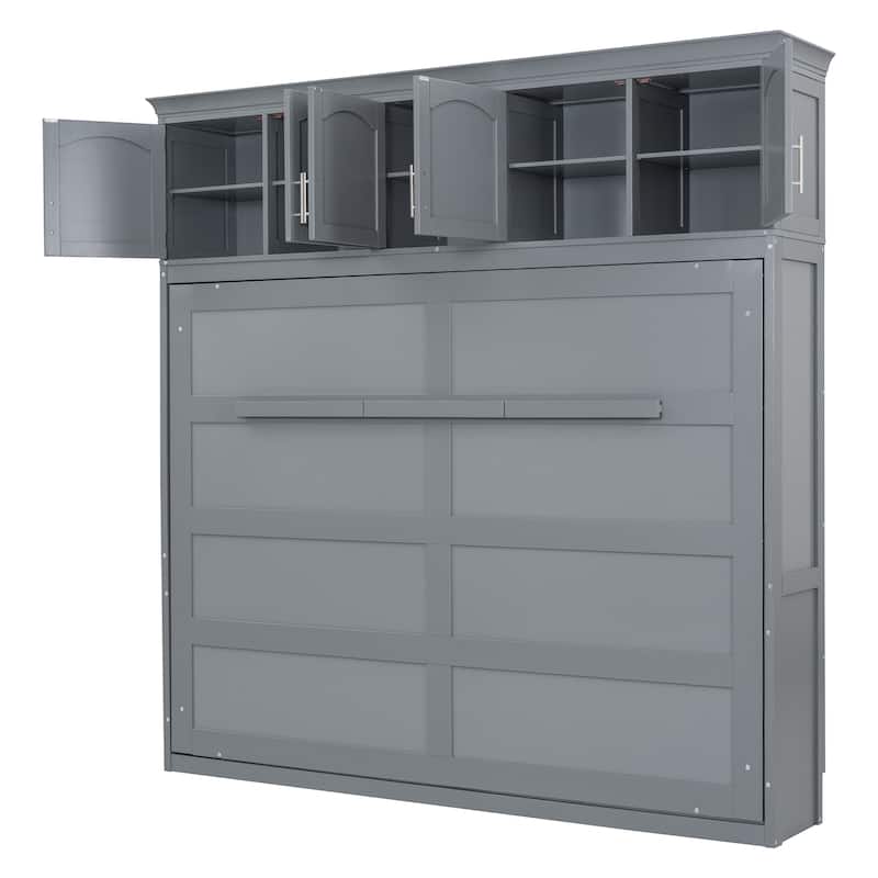 Full Size Modern Multi-function Murphy Bed with Top Cabinets for Apartments