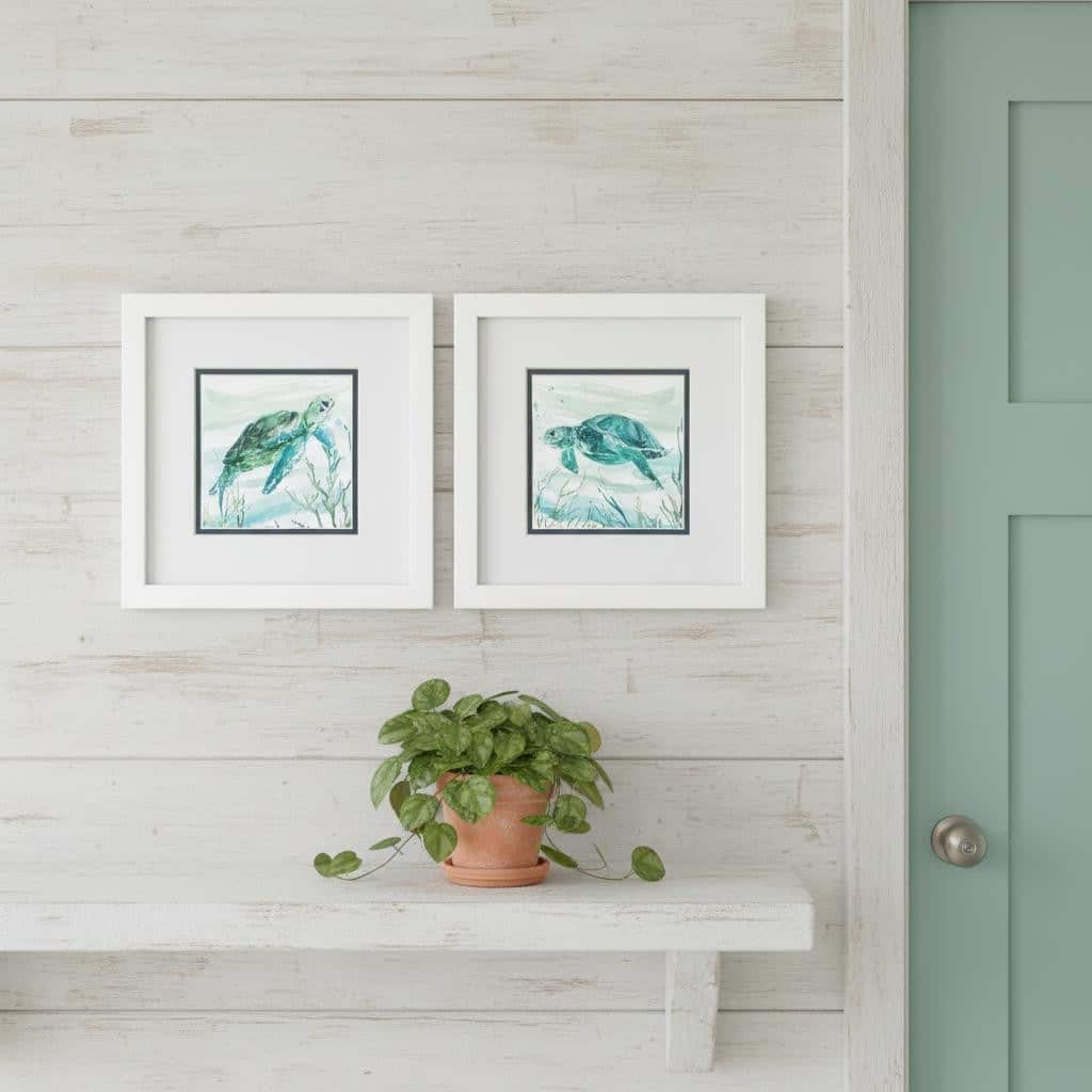 HomeRoots Set Of Two Tropical Current White Framed Wall Art