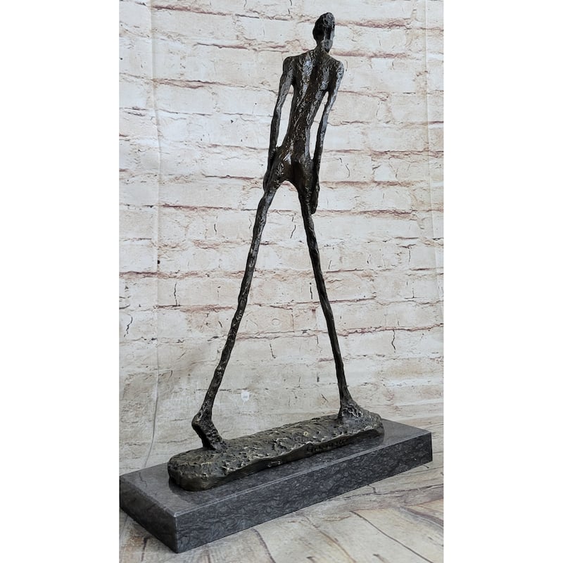 Walking Man After Giacometti Bronze Statue Sculpture Modern Art 18 Inches X 10 Inches