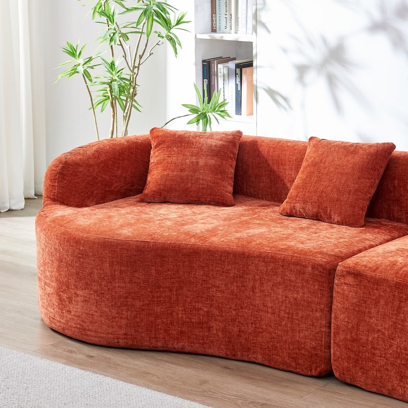 111.02" Curved Chenille Sectional Sofa, No Assembly Required