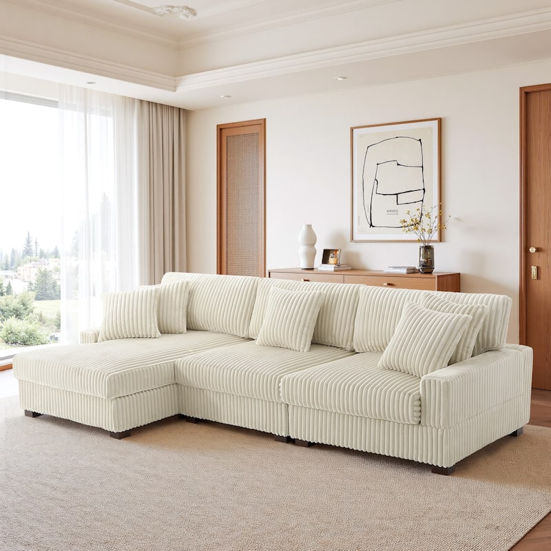 UIXE Upholstered Plush Velvet L Shaped Couch Modular Sofa