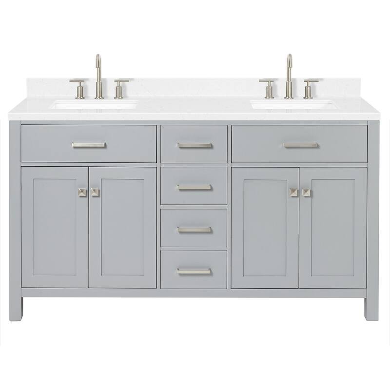 Ariel H060DCQRVO Bristol 60" Free Standing Double Basin Vanity Set - Grey
