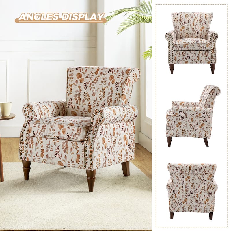 Nyctelius Nailhead Trim Traditional Accent Armchair with Rolled Arms by HULALA HOME
