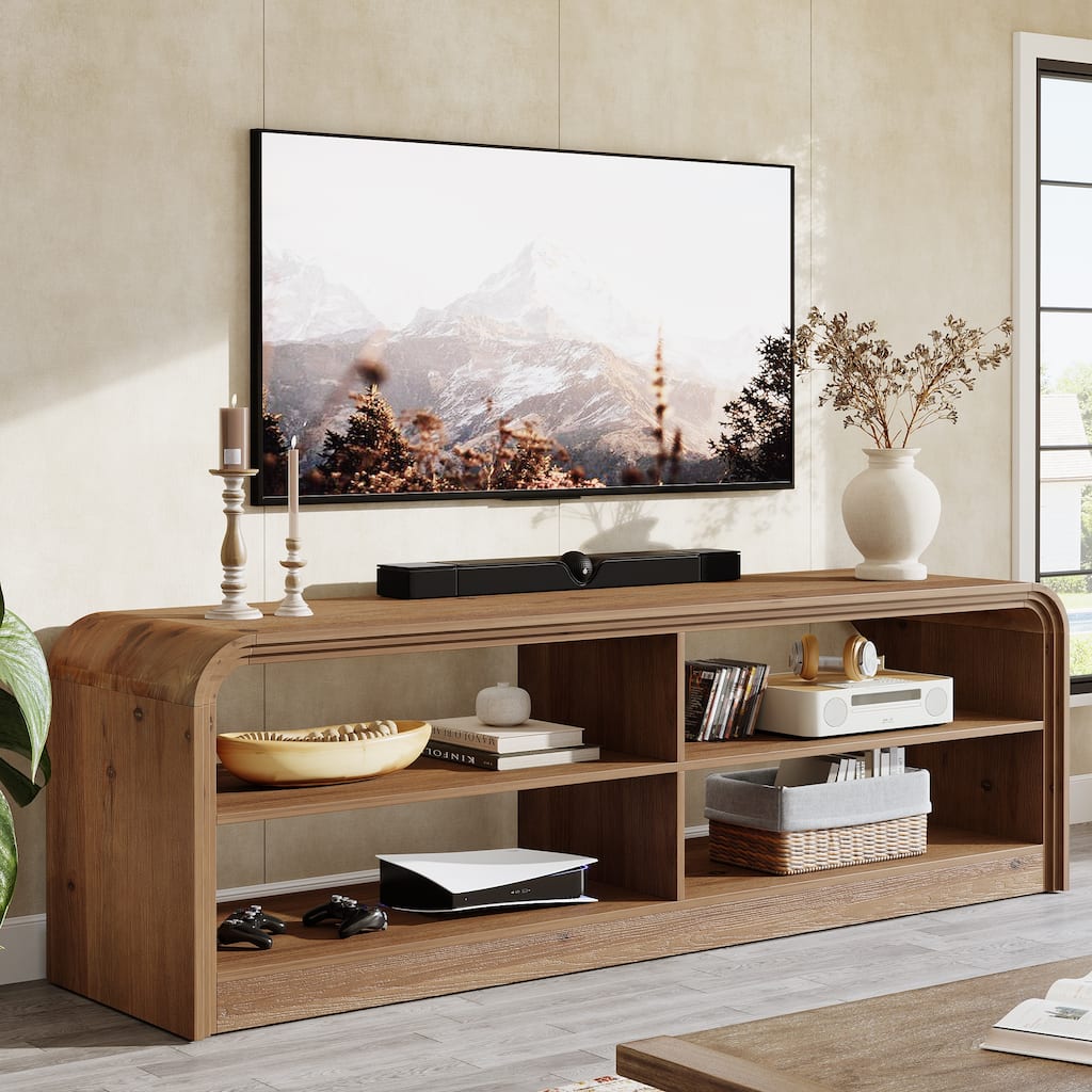 Solid Wood TV Stand, 63'' Long TV Console Table with Storage