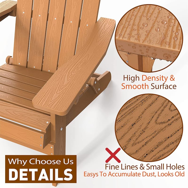 WINSOON All Weather HIPS Outdoor Folding Adirondack Chairs Outdoor Chairs Set of 4