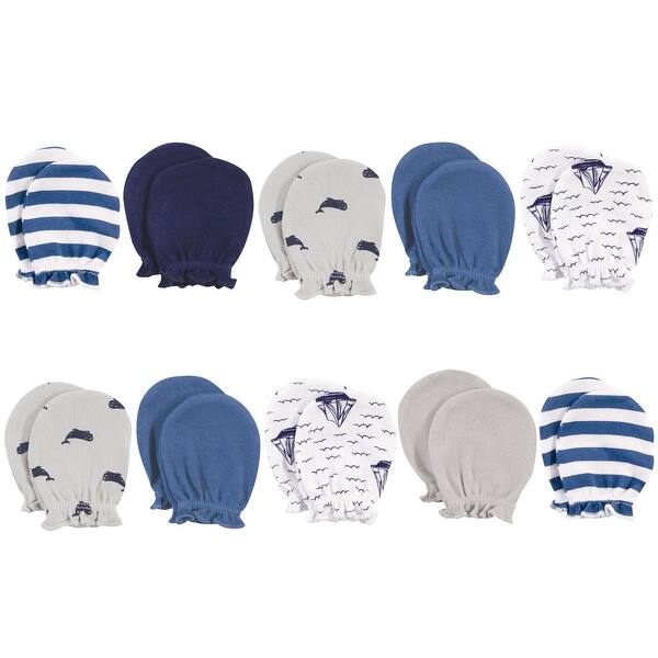 slide 1 of 1, Hudson Baby Infant Boy Cotton Scratch Mittens, Sail The Sea, 0-6 Months - Sail The Sea 0-6 Months - Sail The Sea