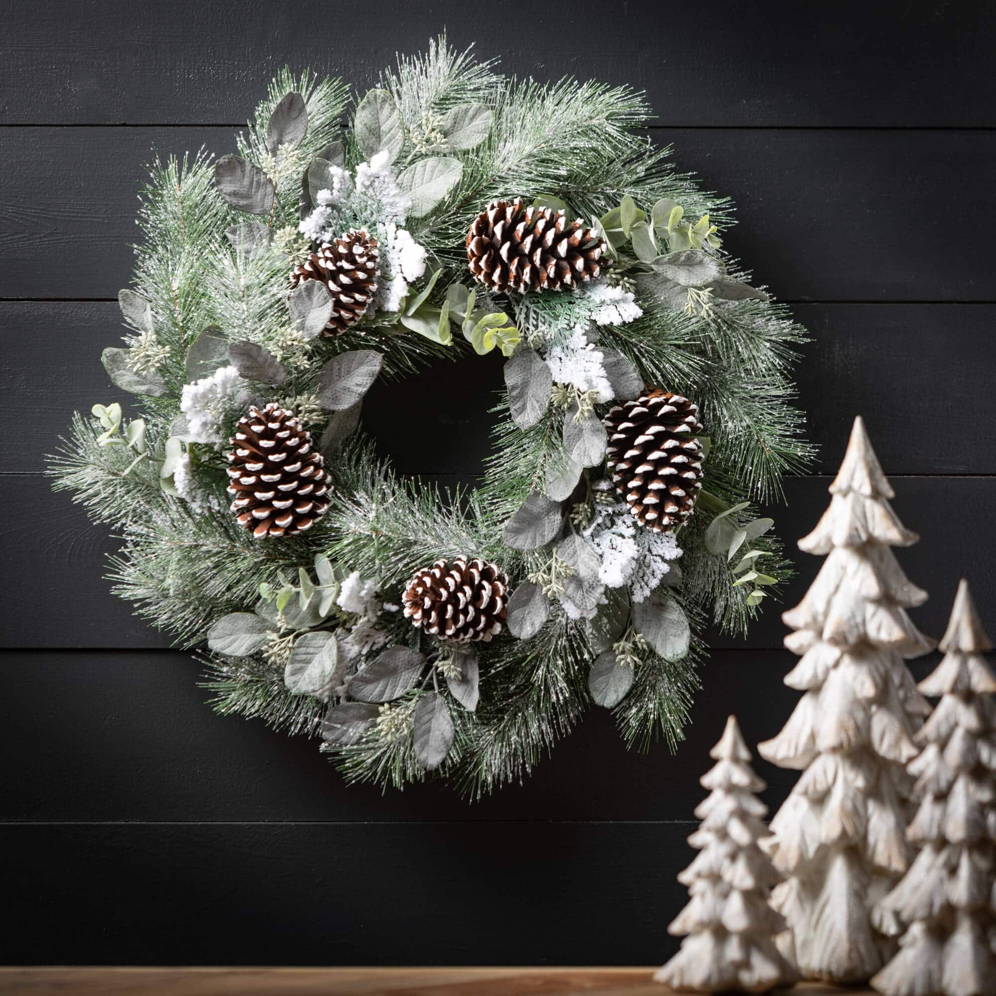 Sullivans Artificial Frosted Sugar Pine Wreath, Green - Bed Bath ...