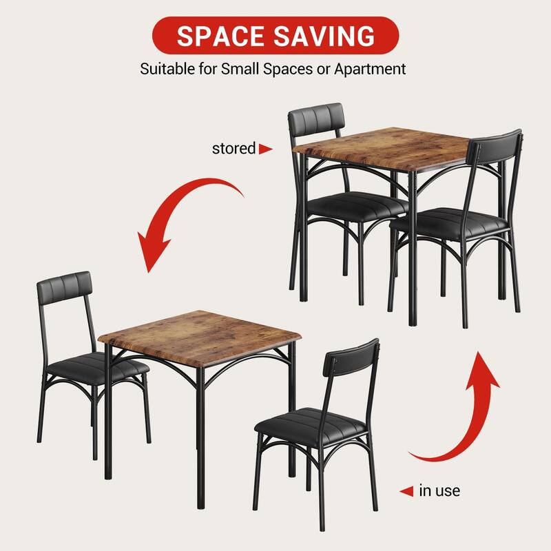 Round Dining Table Set for 2, Circle Kitchen Table and Chairs, Dining Room Table Set with Upholstered Chairs