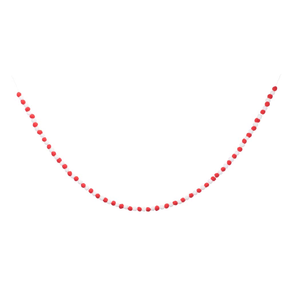 Transpac Polyester 72 in. Multicolor Christmas Plush Pompom Garland