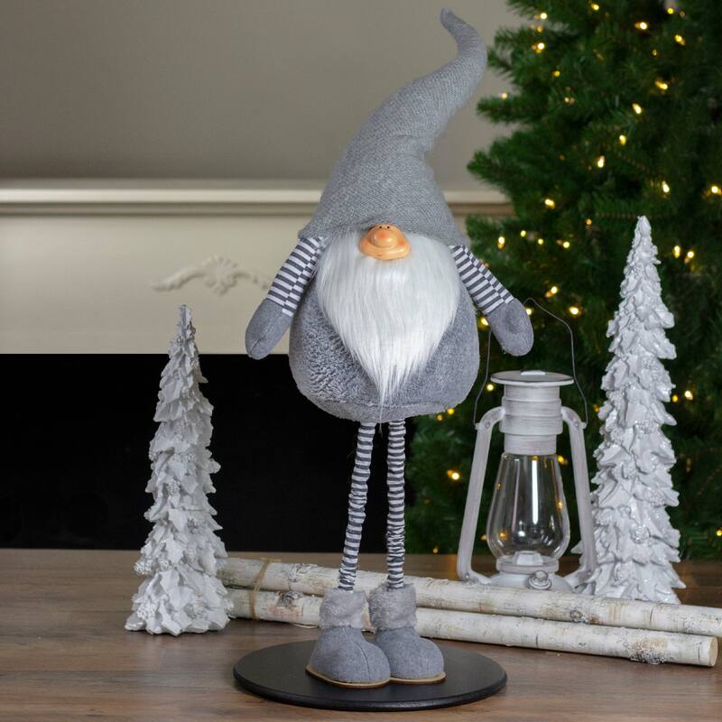 Chubby Adjustable Height Smirking Gnome - 42" - Gray and White