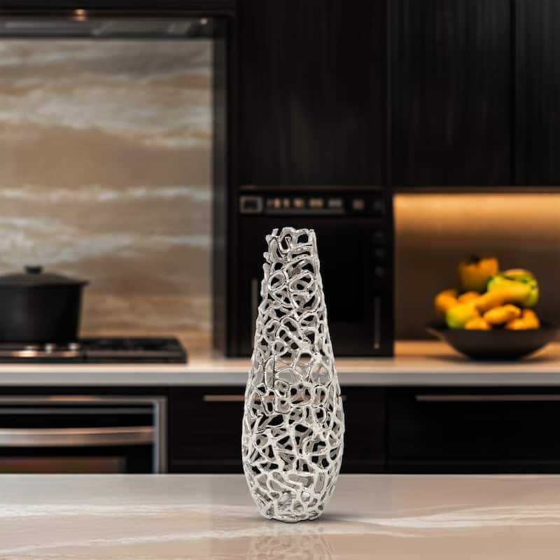 Allan Andrews Silver Aluminum Decorative Branch Vase