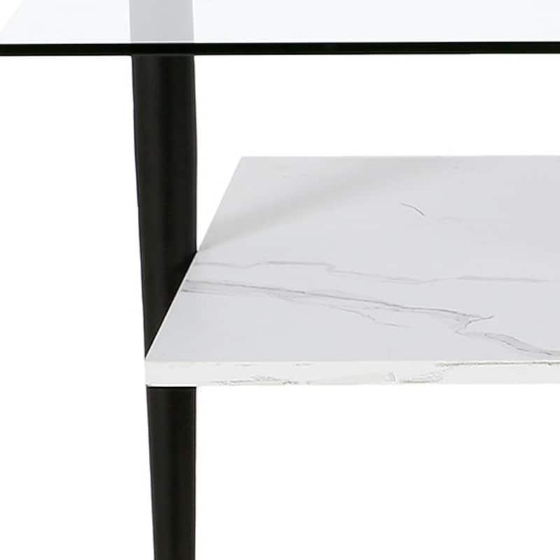 47-Inch Black Coffee Table with Functional Storage Shelf - 47” x 22” x 17”