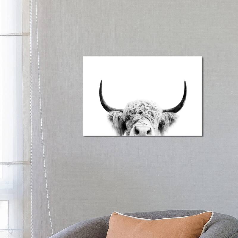 iCanvas "Peeking Cow In Black & White" by Sisi & Seb Canvas Print - 18x26x1.5