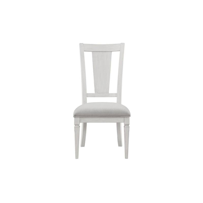 Weathered White/Light Gray Fabric Upholstered Wood Frame Dining Chair, Set of 2, Sturdy Dining Chair for Dining Rooms - 21.75