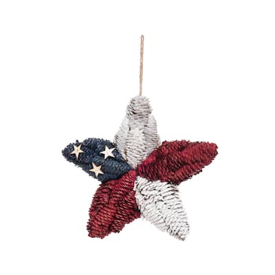 Americana July Fourth Pine Cone Star Ornament