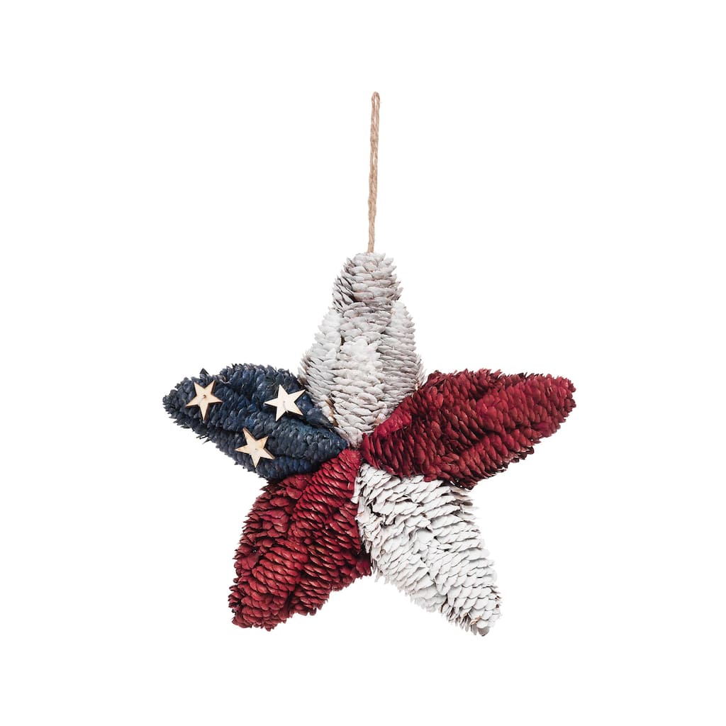 Americana July Fourth Pine Cone Star Ornament